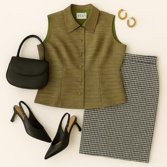 VINTAGE ICE Silk Striped Sleeveless Top | Size 10 | Green | Statement Y2K Formal - Picture 3 of 14